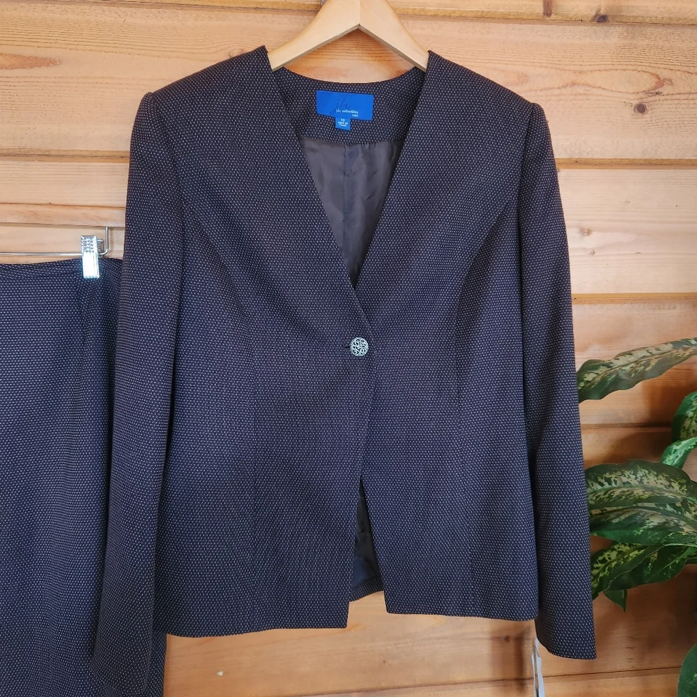 J. H. Collectibles 💜 NWT Suit Set Brown Twill Blazer Jacket 10 Pencil Skirt 8
